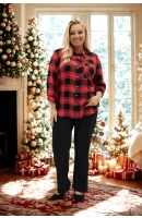 M24819 KOSZULA VIOLET KRATKA CZERWONO- CZARNA